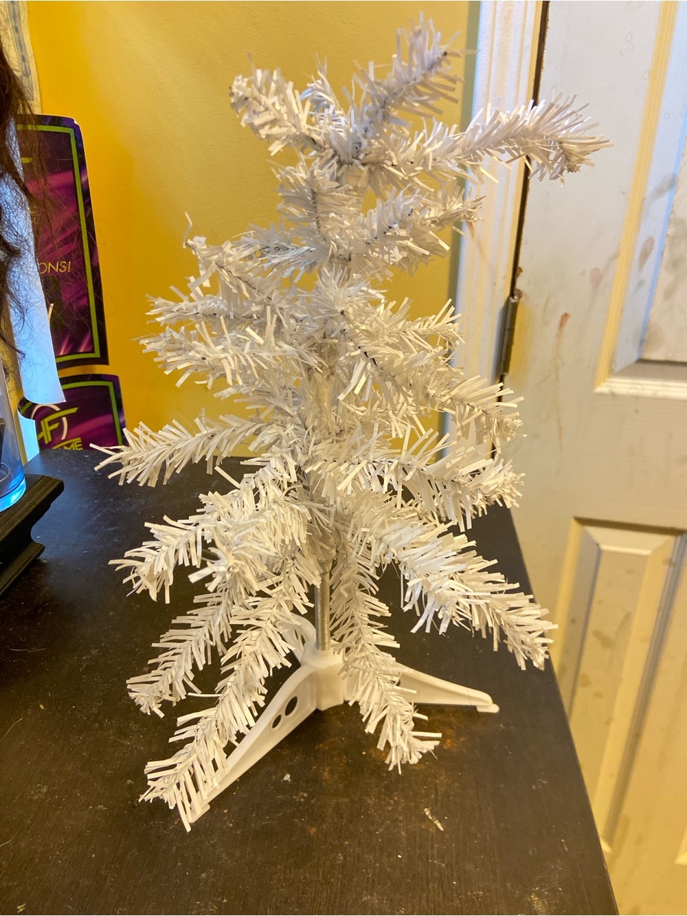 White Mini Artificial Holiday Christmas Tree for Desktop